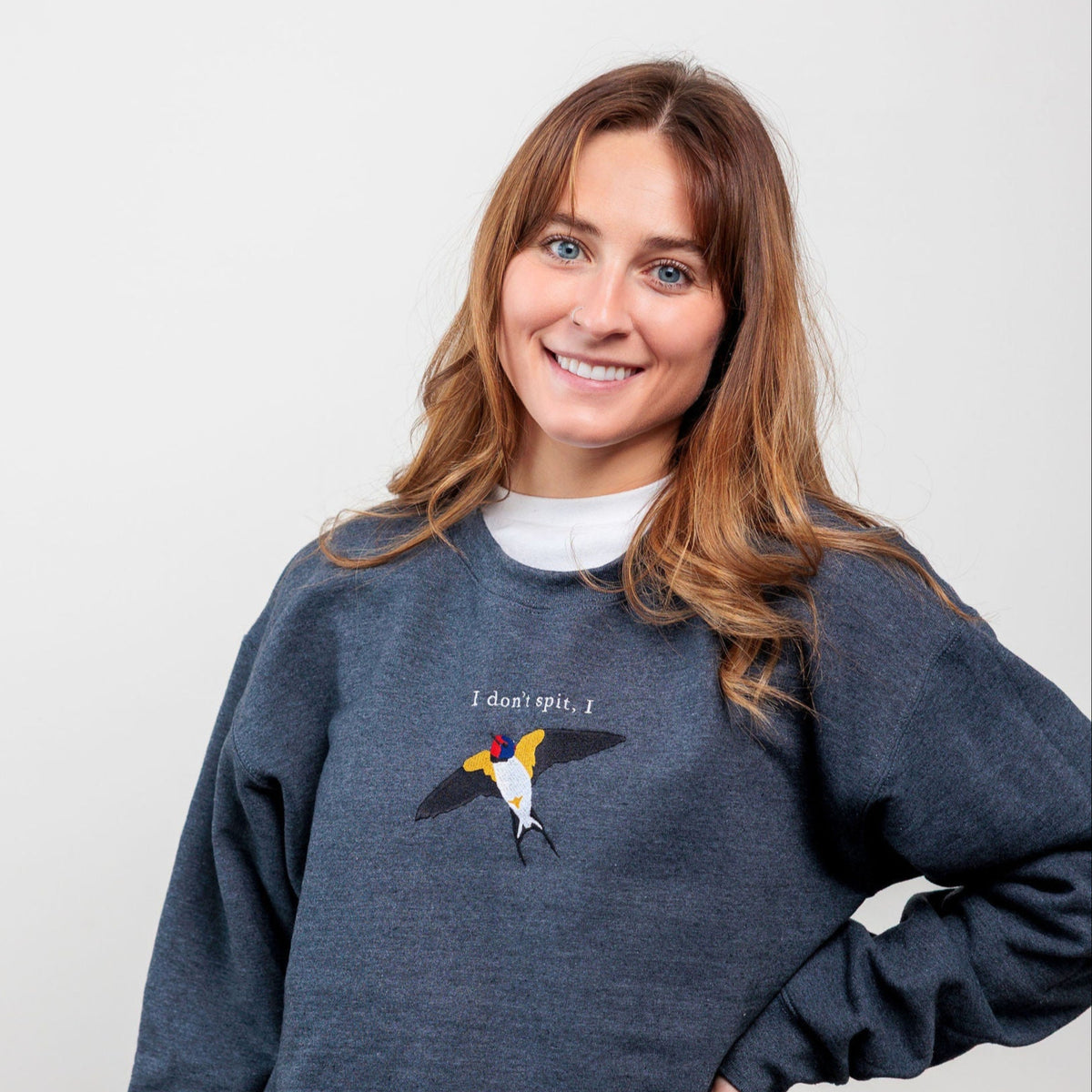 HATRA Syn Feather Sweater swallow Balloon Sleeve Crop