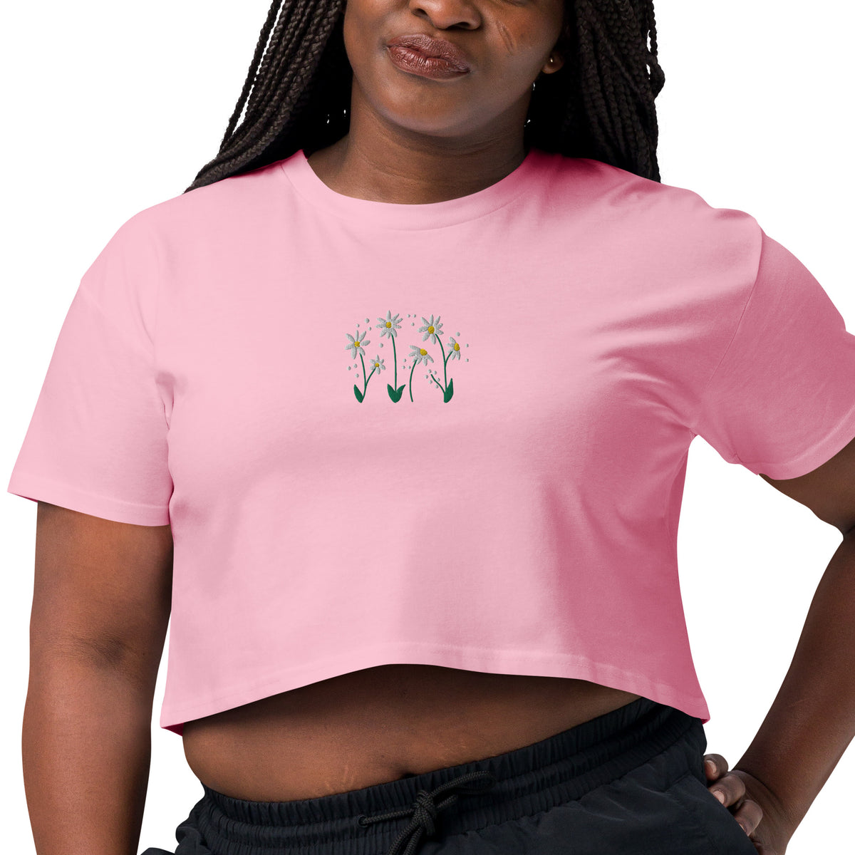 Daisies Embroidered Women's crop top – MoeSews