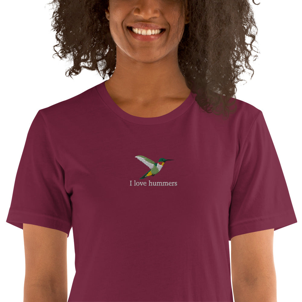 I Love Hummers Embroidered Unisex t-shirt