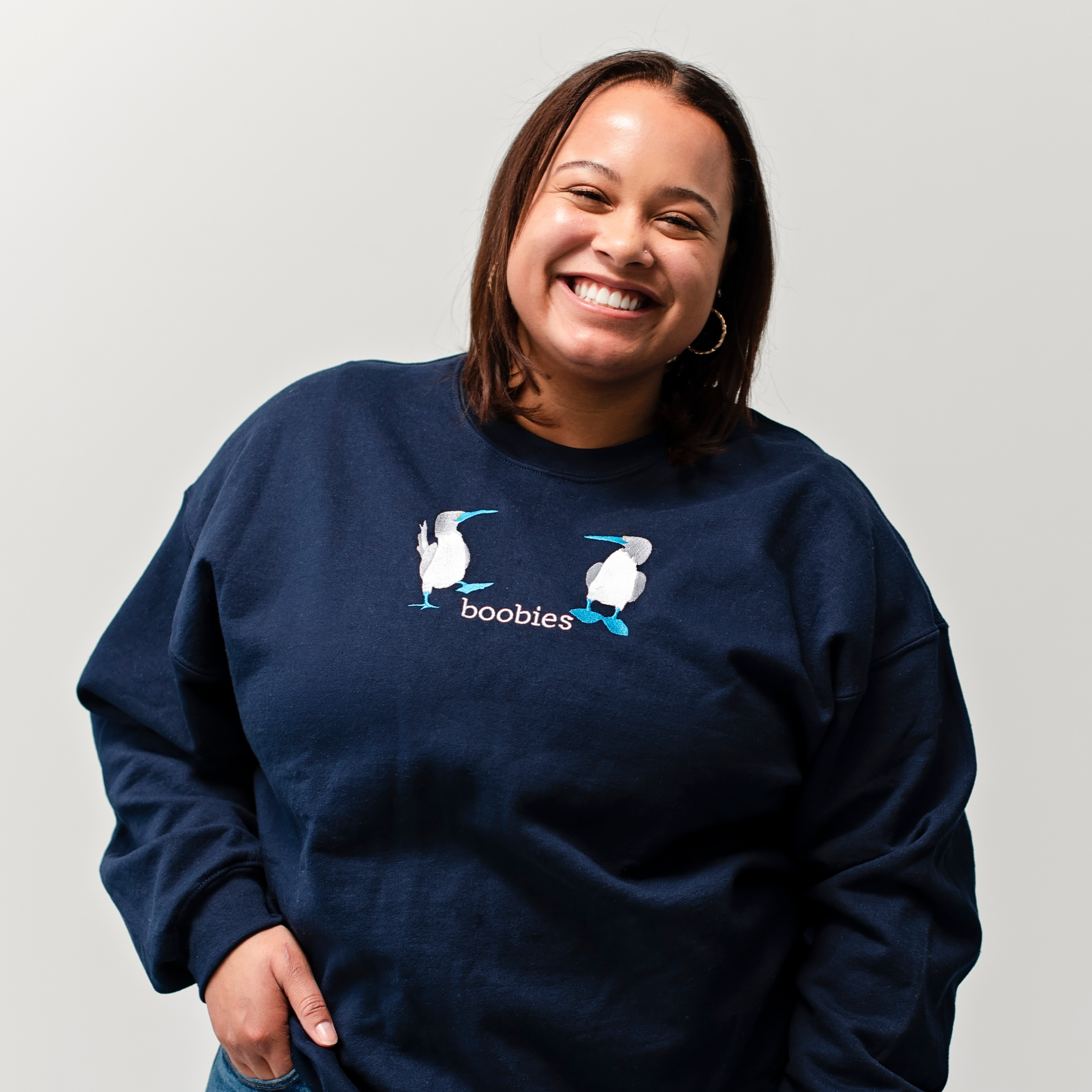 Blue-Footed Boobies Embroidered Crewneck Sweatshirt
